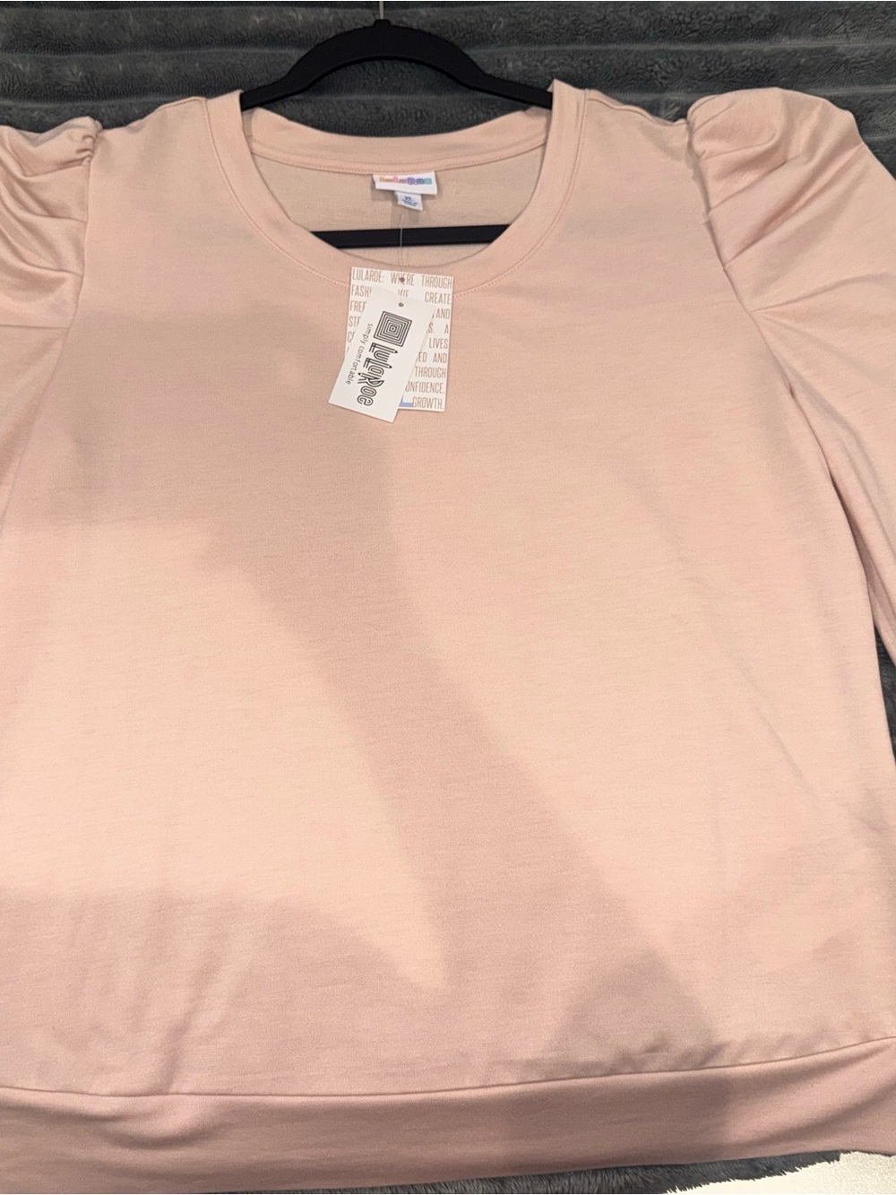 LuLaRoe Light Blush Pink Puff Sleeve Crewneck Sweatshirt